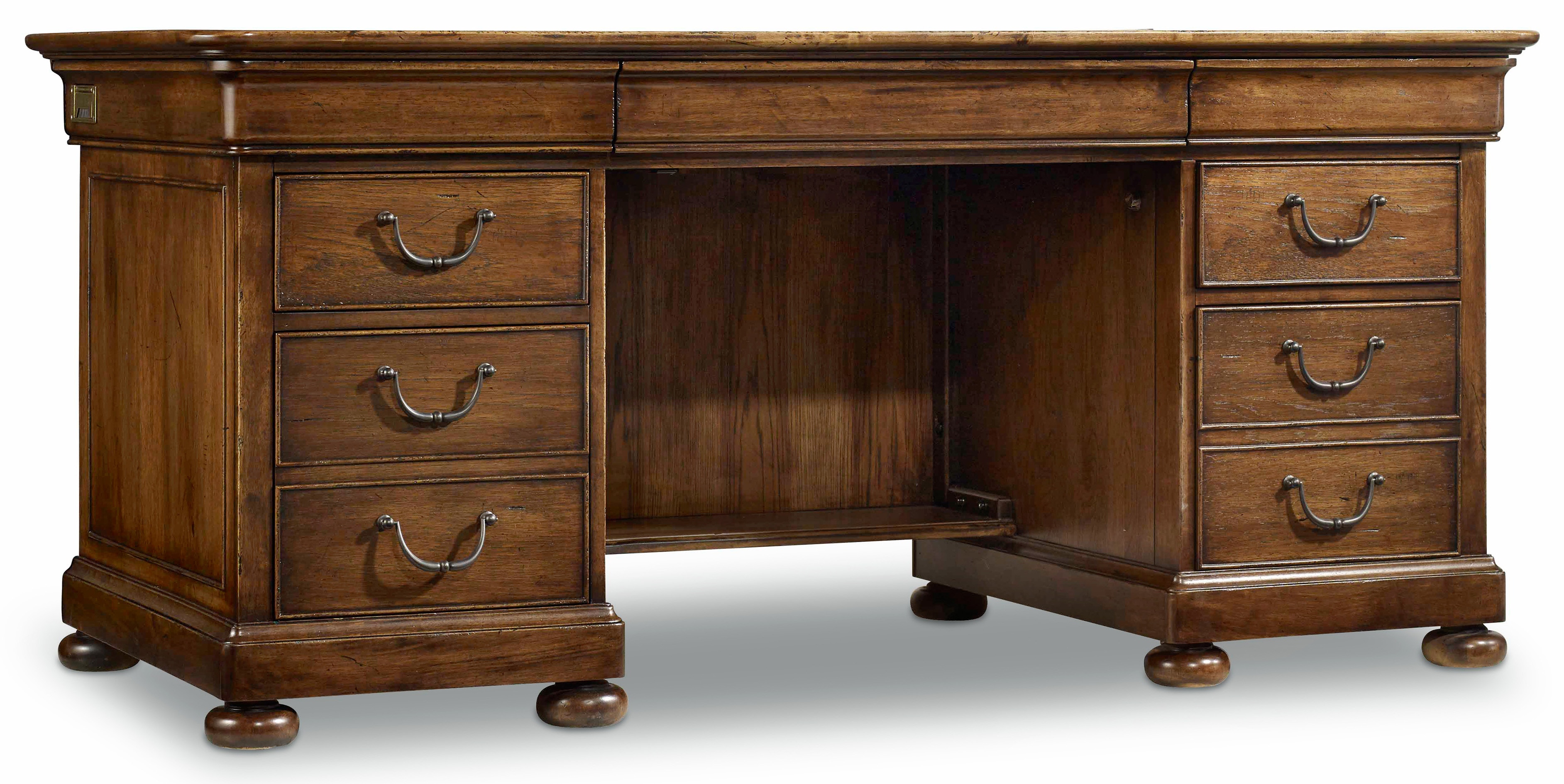 Hooker Furniture Archivist Rubberwood 66-inch Executive Desk is